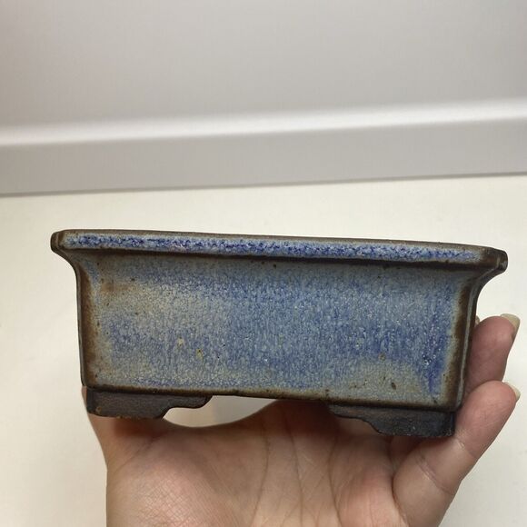 Bonsai Pot by WALSALL STUDIOS, England Crane pattern pale purple Glazed small sz - Picture 4 of 12